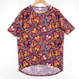 LuLaRoe Disney Knit Irma Top T Shirt XXS Multicolor Minnie Mouse Print Oversized